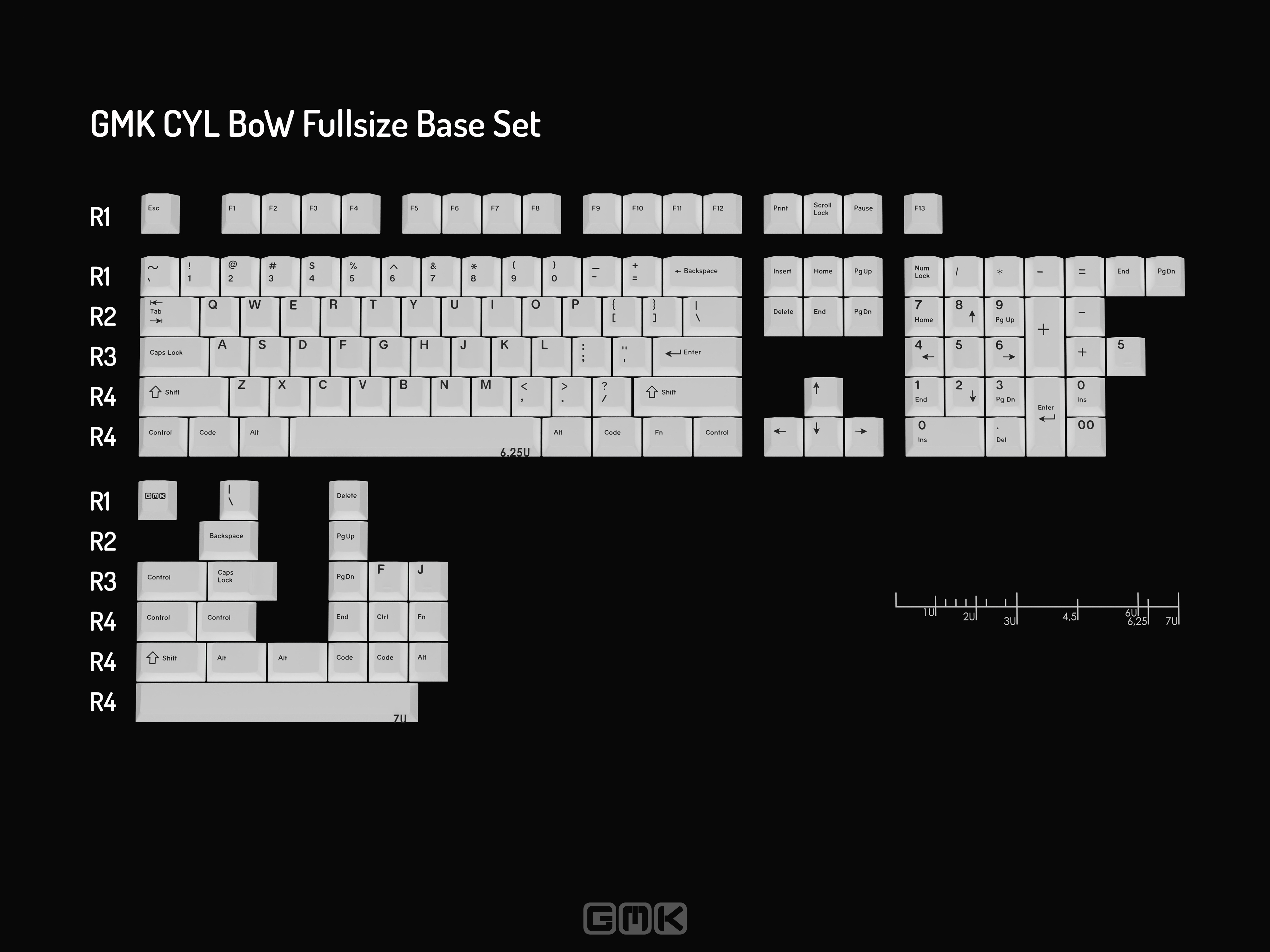 GMK BoW Keycap Set | Classic Black on White Keycaps for Mechanical